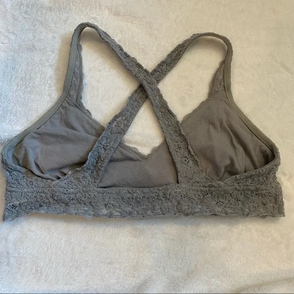 Aerie gray lace racer back bra size large - Picture 2 of 3